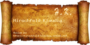 Hirschfeld Klaudia névjegykártya